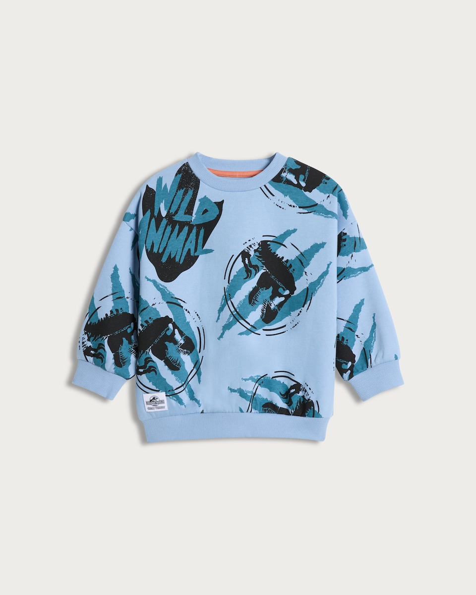 Jurassic World Wild Animal Slogan Cotton Rich Sweatshirt in Blue
