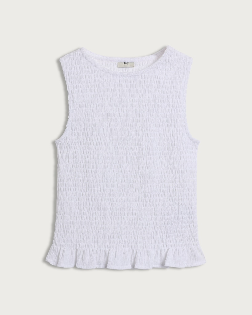 F&F Girls Textured Frill Hem Sleeveless Top in White