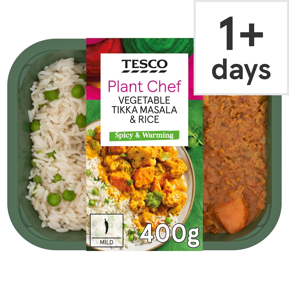 Tesco Plant Chef Vegetable Tikka Masala with Rice & Peas 400g