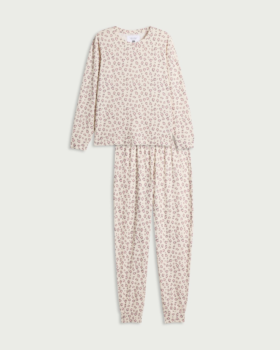 image 1 of F&F Textured Animal Print Pyjama Set in Neutral