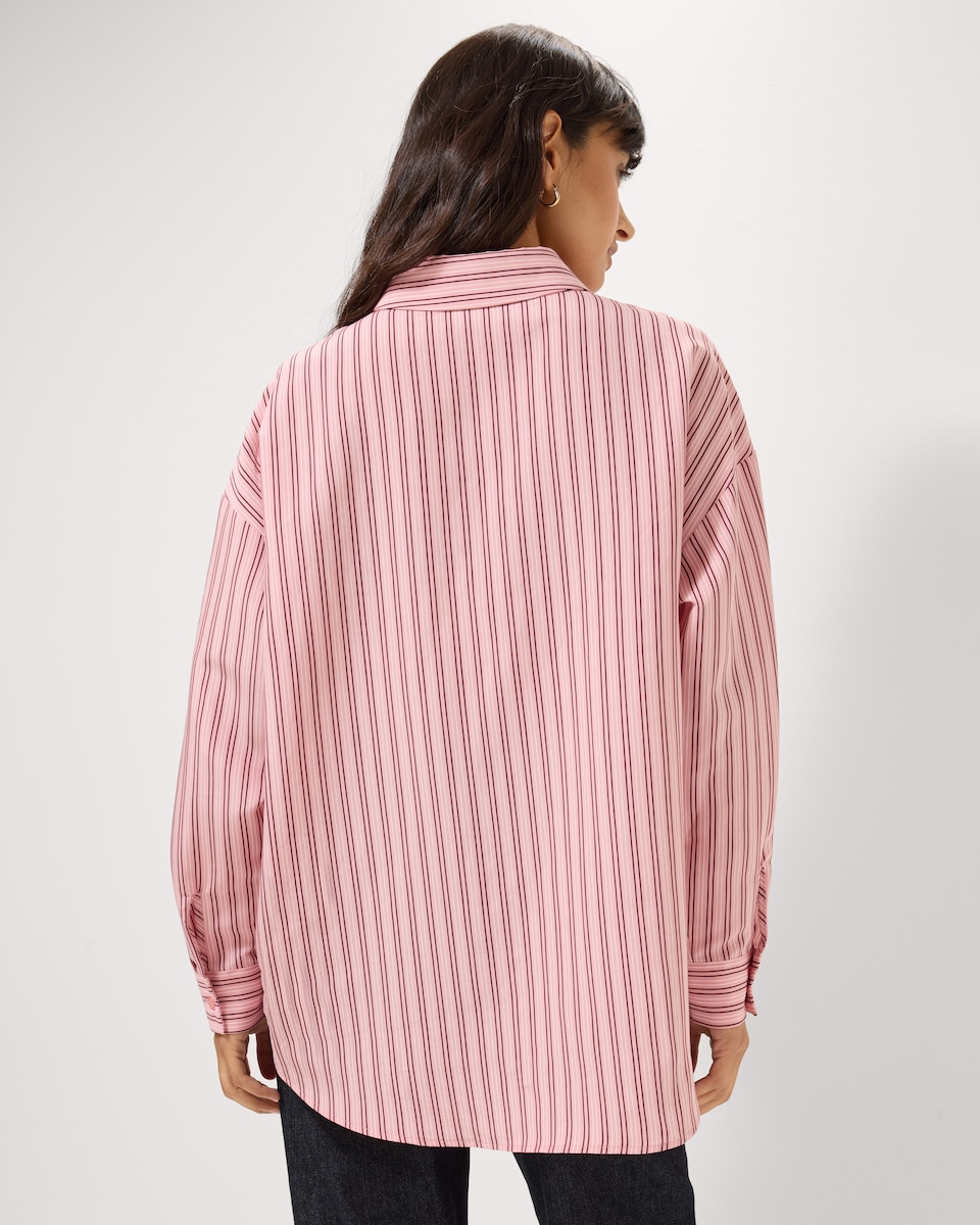 image 1 of F&F Striped Long Sleeved Shirt in Pink