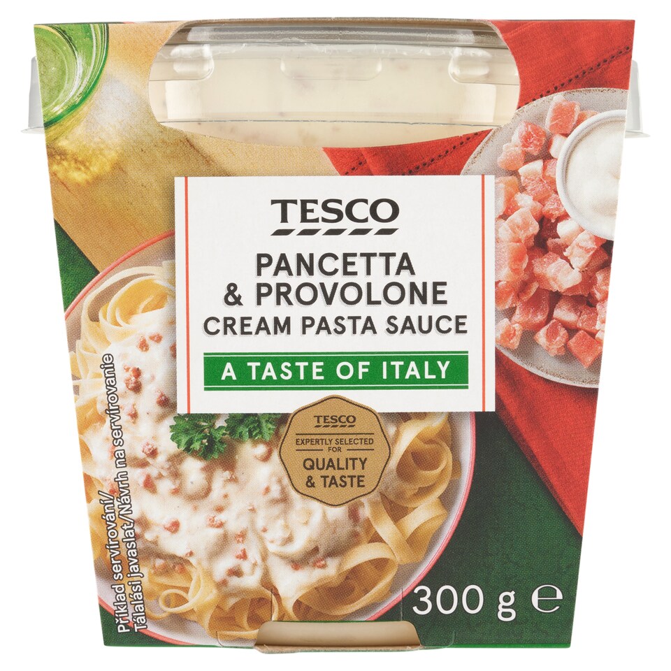 Tesco Omáčka se smetanou, sýrem provolone a uzenou pancettou 300g