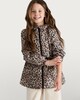 image 1 of F&F Girls Leopard Print Hooded Shower Resistant Jacket in Multi