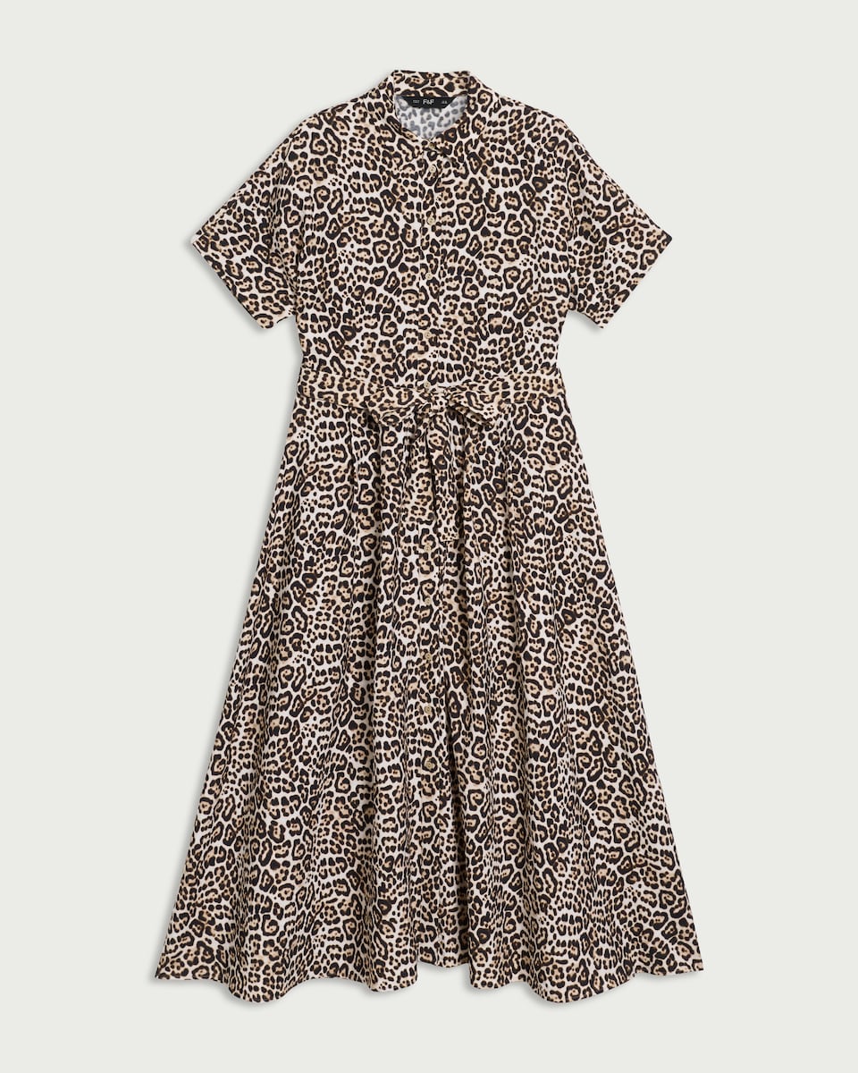 F F Leopard Print Collared Midi Dress In Multi Brown Tesco Groceries f-f-leopard-print-collared-midi-dress-in-multi-brown-tesco-groceries