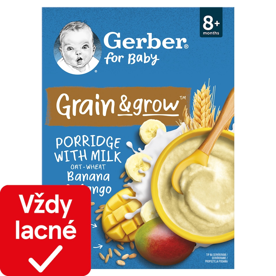 obrázok 1 z GERBER Mliečna kaša pšenično-ovsená banán a mango 200 g