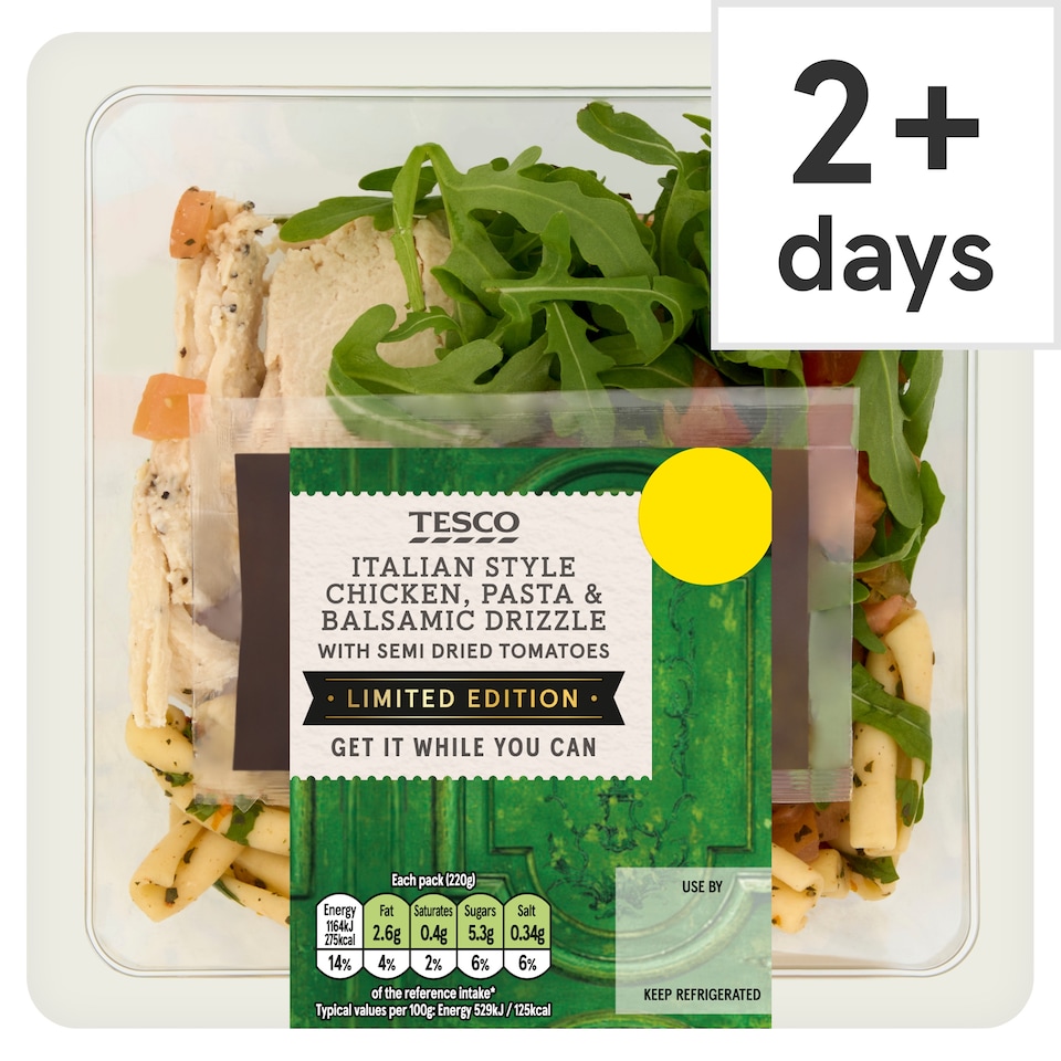 Tesco Italian Style Chicken, Pasta & Balsamic Drizzle Limited Edition 220g