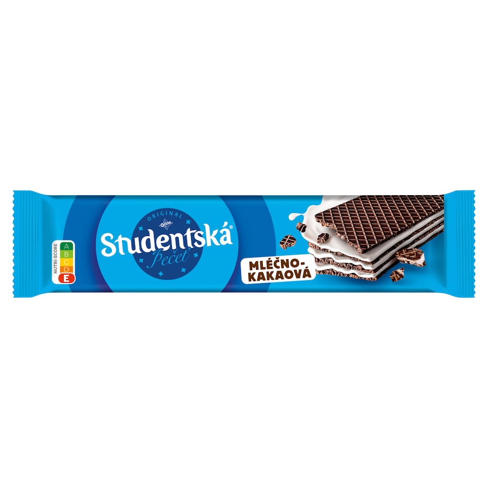ORION STUDENTSKÁ PEČEŤ Kakaová oplatka s mléčnou náplní, 30g