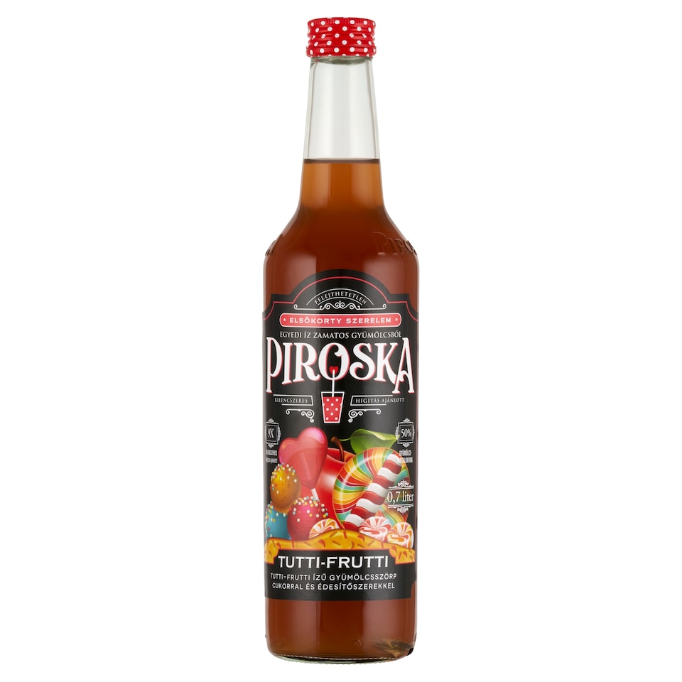 Piroska tutti-frutti ízű gyümölcsszörp cukorral és édesítőszerekkel 0,7 l