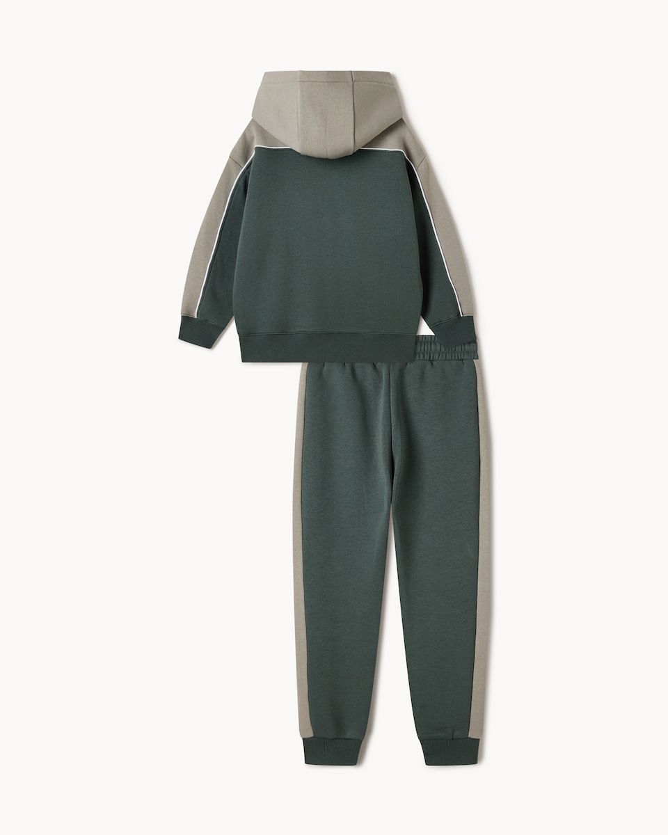 image 1 of F&F Boys Cotton Rich Hoodie and Joggers Set in Khaki
