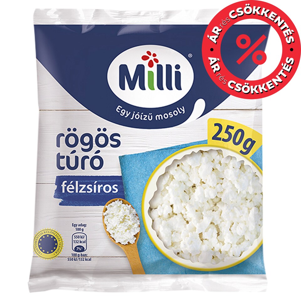 Milli félzsíros rögös túró 250 g