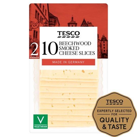 Tesco 10 Beechwood Smoked Cheese Slices 250G Tesco Groceries