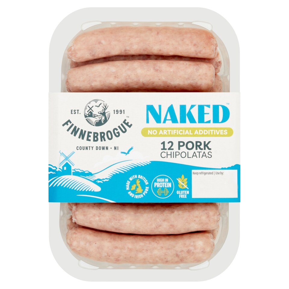 Naked Sausages 12 Pork Chipolatas 340G