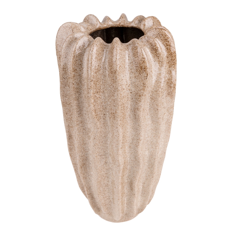Candlelight Tall Ribbed Ceramic Vase 