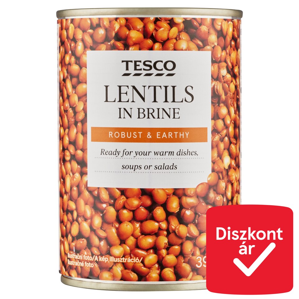 Tesco zöld lencse sós lében 390 g