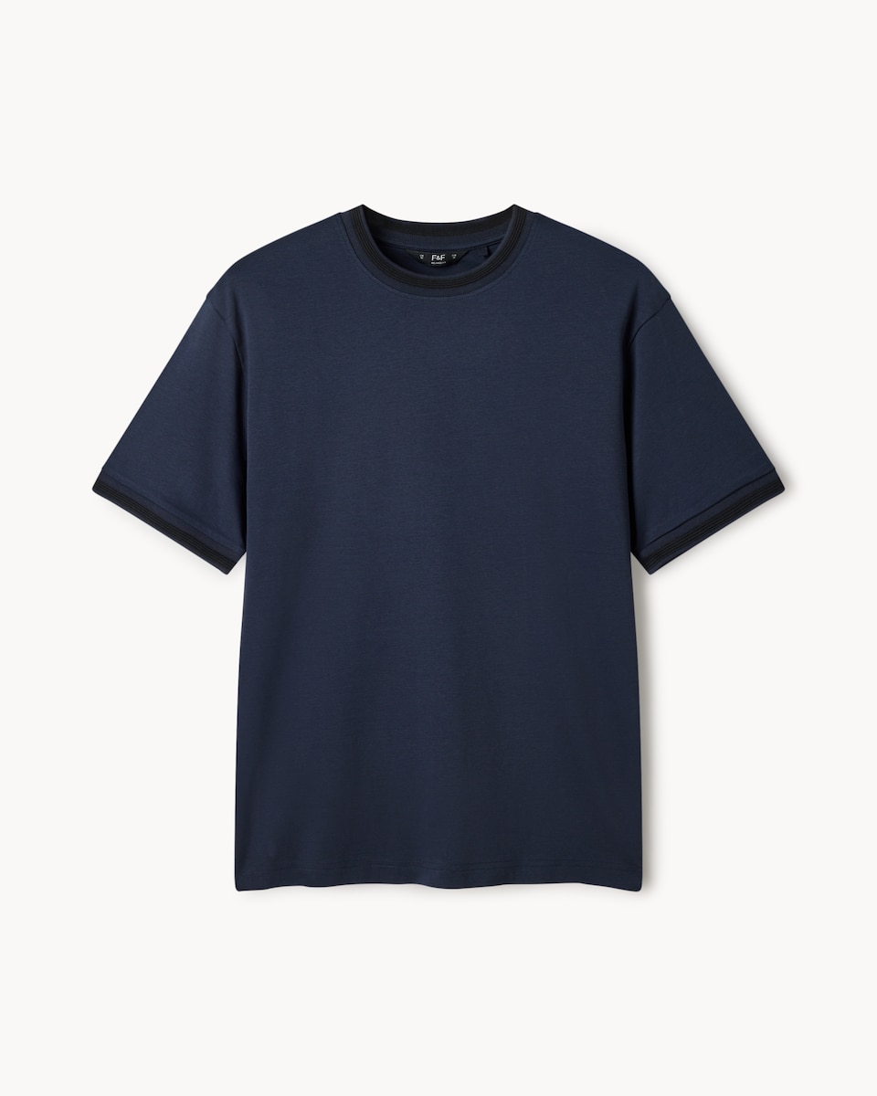 image 1 of F&F Pure Cotton Smart T-Shirt in Navy