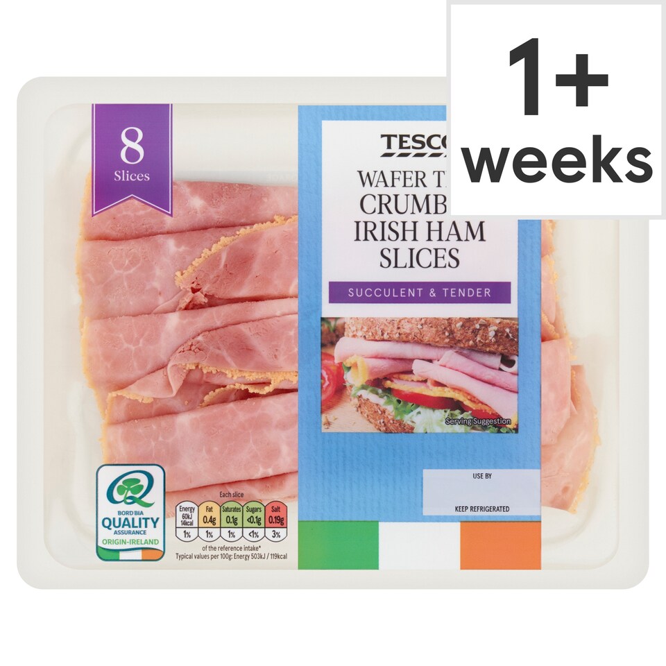 Tesco Wafer Thin Crumbed Irish Ham Slices 100g