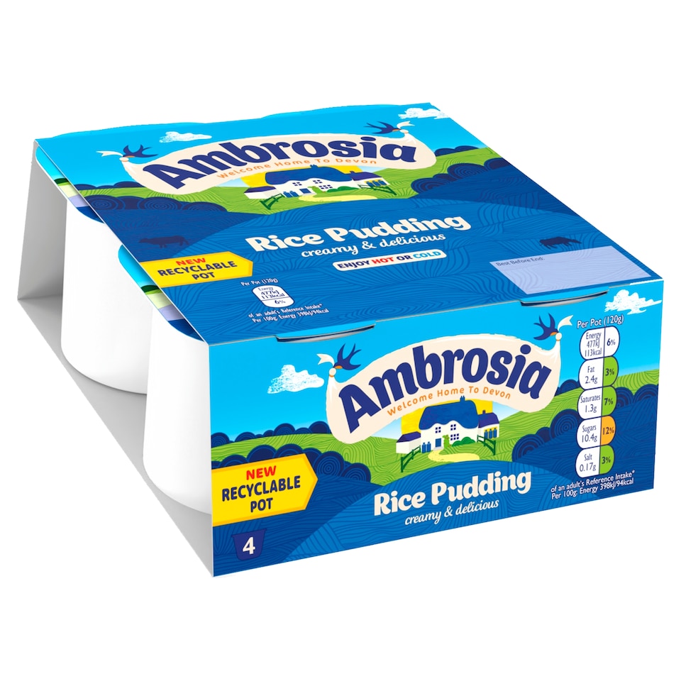 image 1 of Ambrosia Ready To Eat Creamed Rice Pudding 4 X 120G