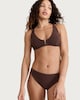 image 3 of F&F Textured High Leg Bikini Bottoms in Chocolate