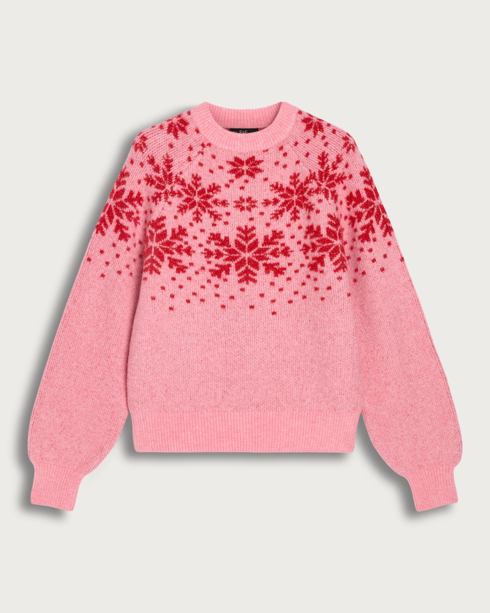 F&F Knitted Snowflake Pattern Jumper in Pink