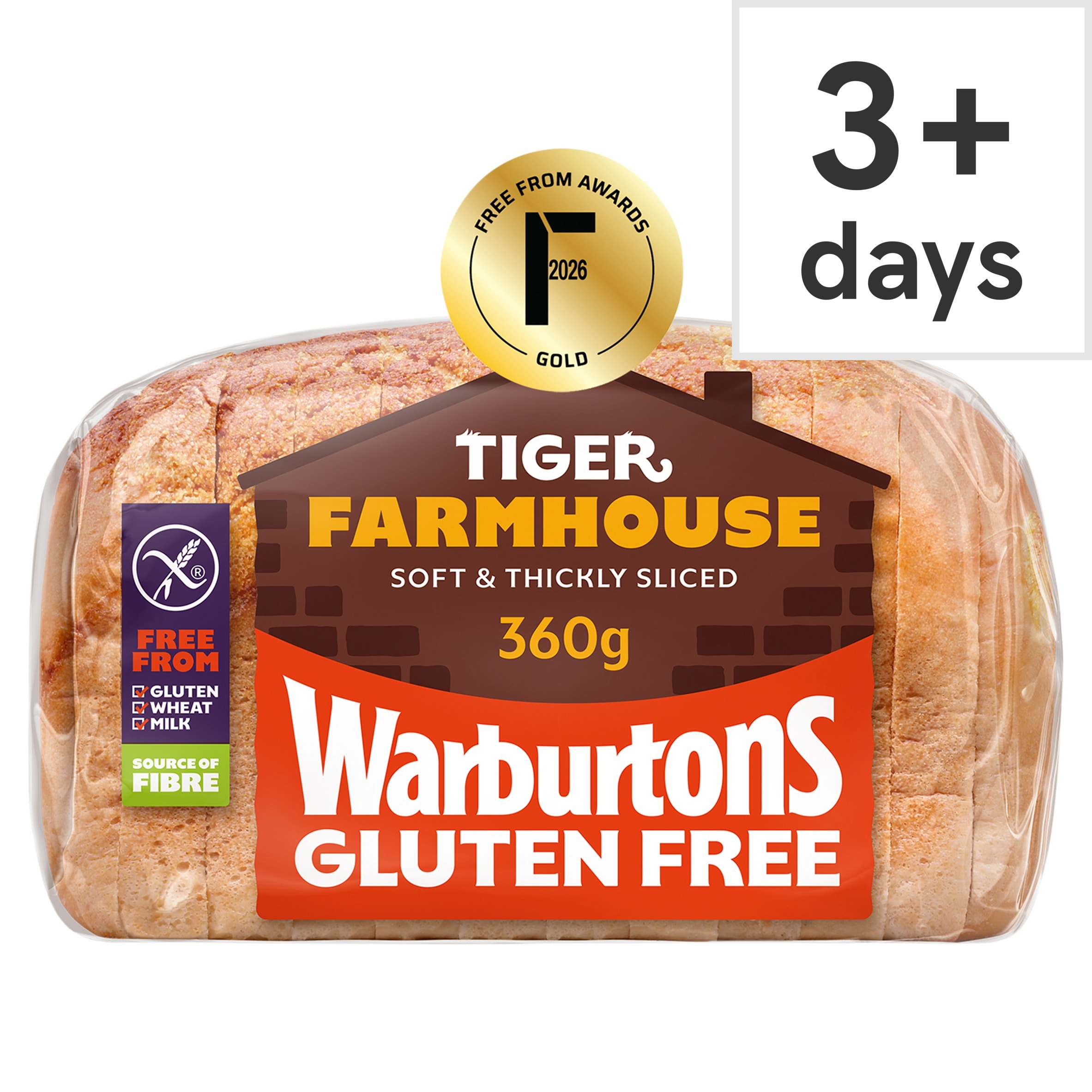 Warburtons Gluten Free Tiger Farmhouse white bread 360g