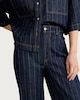 image 2 of F&F Cotton Rich Pinstripe High Rise Wide Leg Co-ord Jeans in Navy