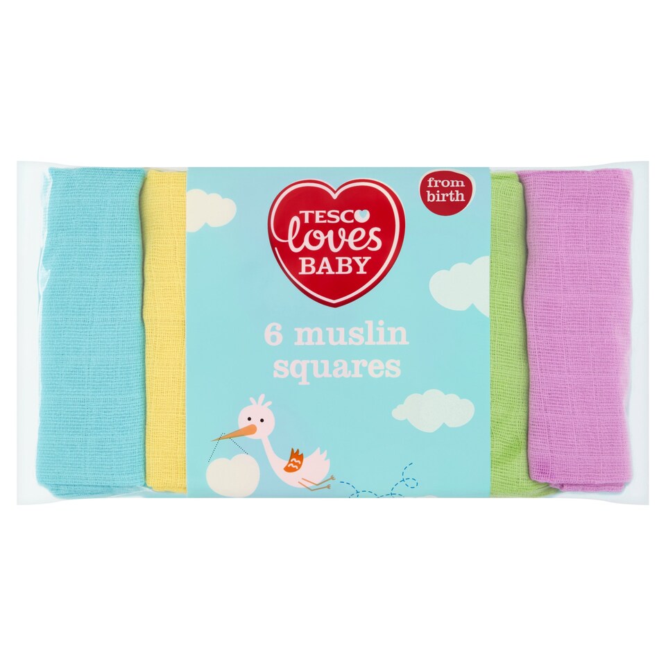 image 1 of Tesco Loves Baby Multi Muslins 6 Pack