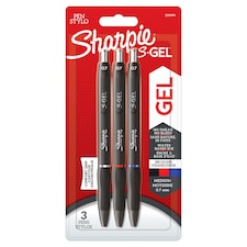 Sharpie S-Gel Gel Pens, Black, Red & Blue Ink, 3 Count