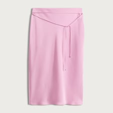 F&F Tie Detail Midi Skirt in Pink