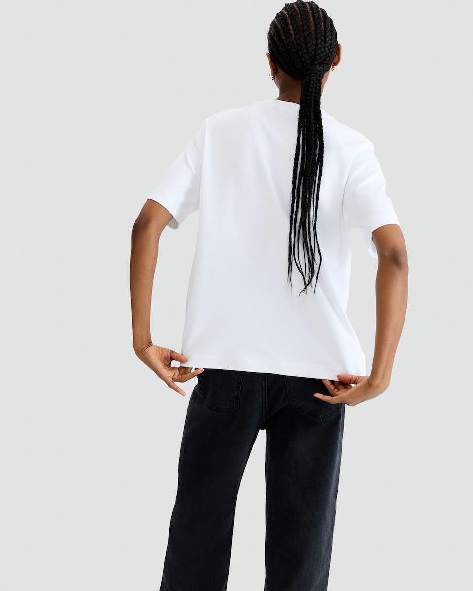 image 1 of F&F Pure Cotton Heavyweight Crew Neck T-Shirt in White