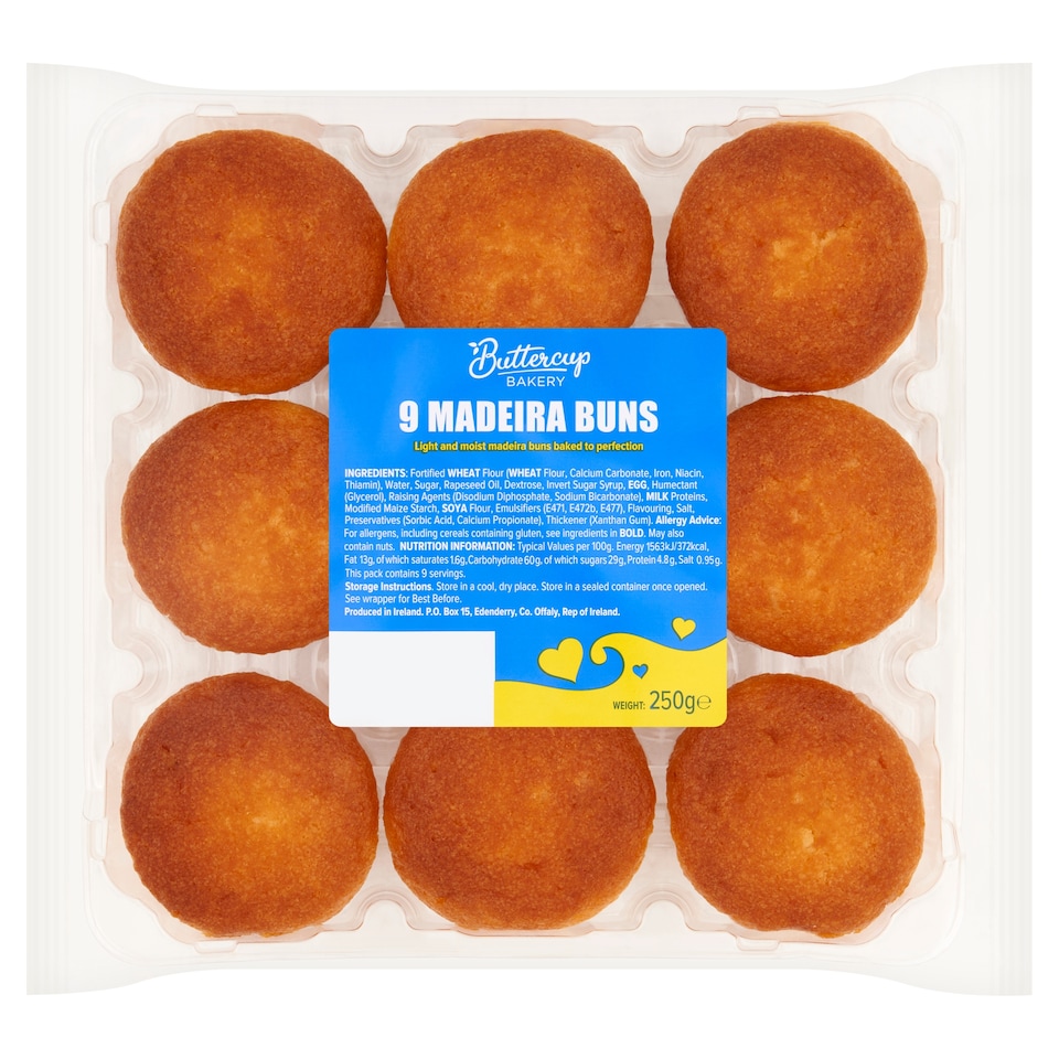 Buttercup Bakery 9 Madeira Buns 230G
