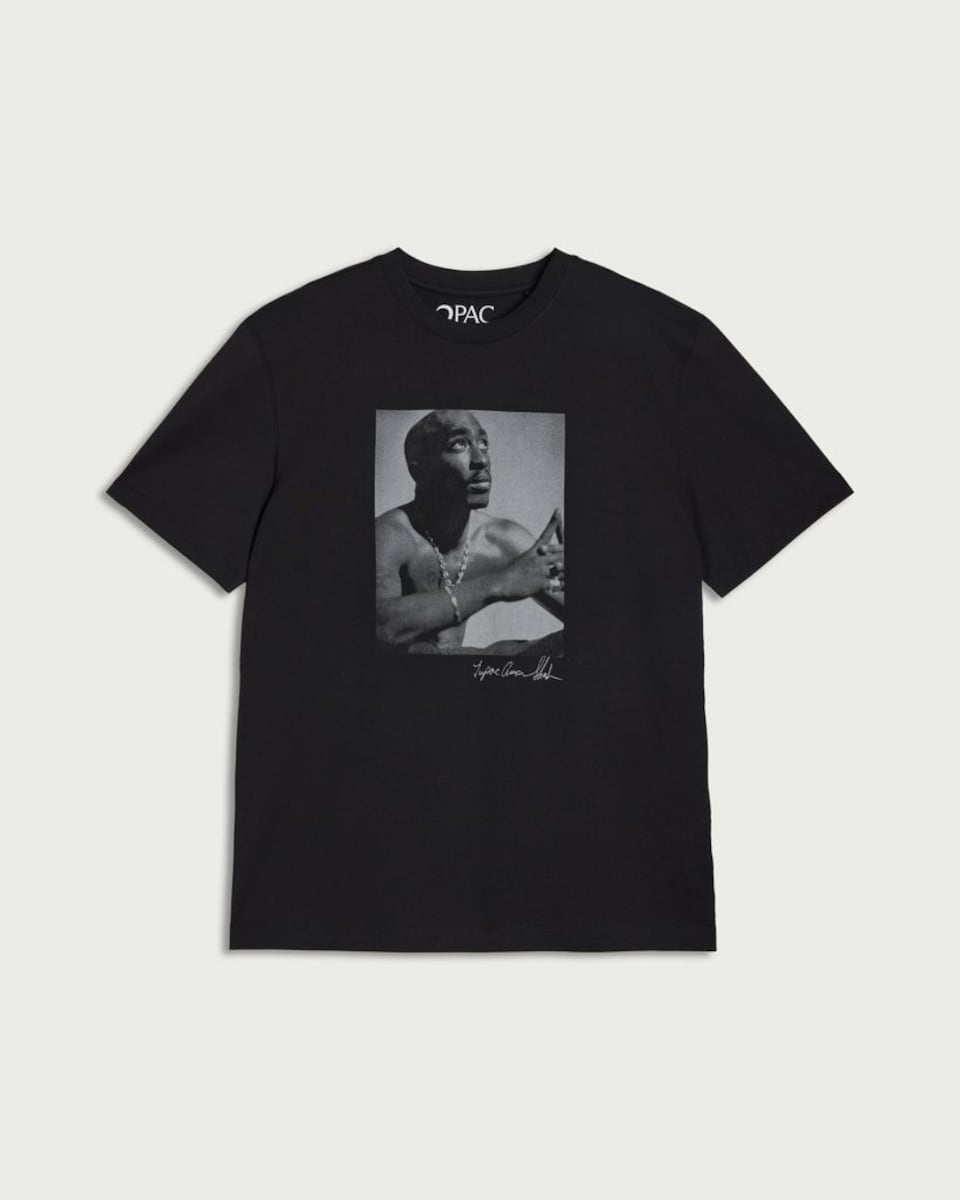 image 1 of Tupac Shakur Pure Cotton T-Shirt in Black