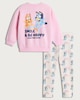 image 5 of Bluey 2-Piece Cotton Rich Sweatshirt and Leggings Set in Mlti Pink