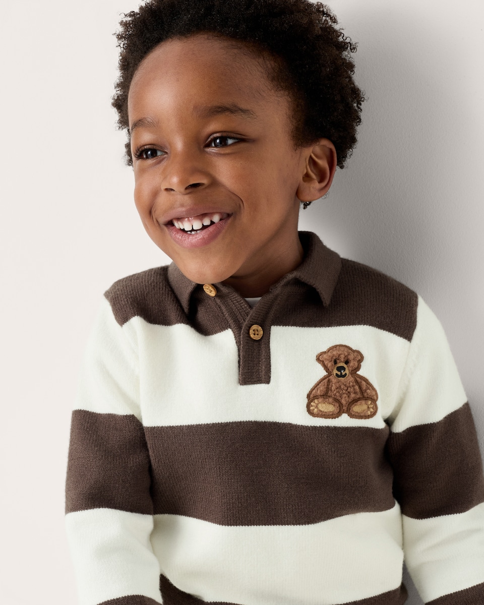 image 1 of F&F Boys Striped Jumper and Trousers Set in Multi Brown