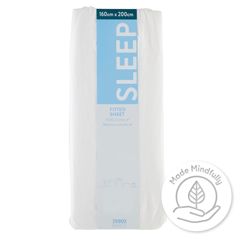 Tesco Basics Sleep Fitted Sheet 160 cm x 200 cm