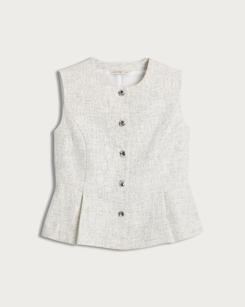 image 1 of F&F High Neck Waistcoat in Cream
