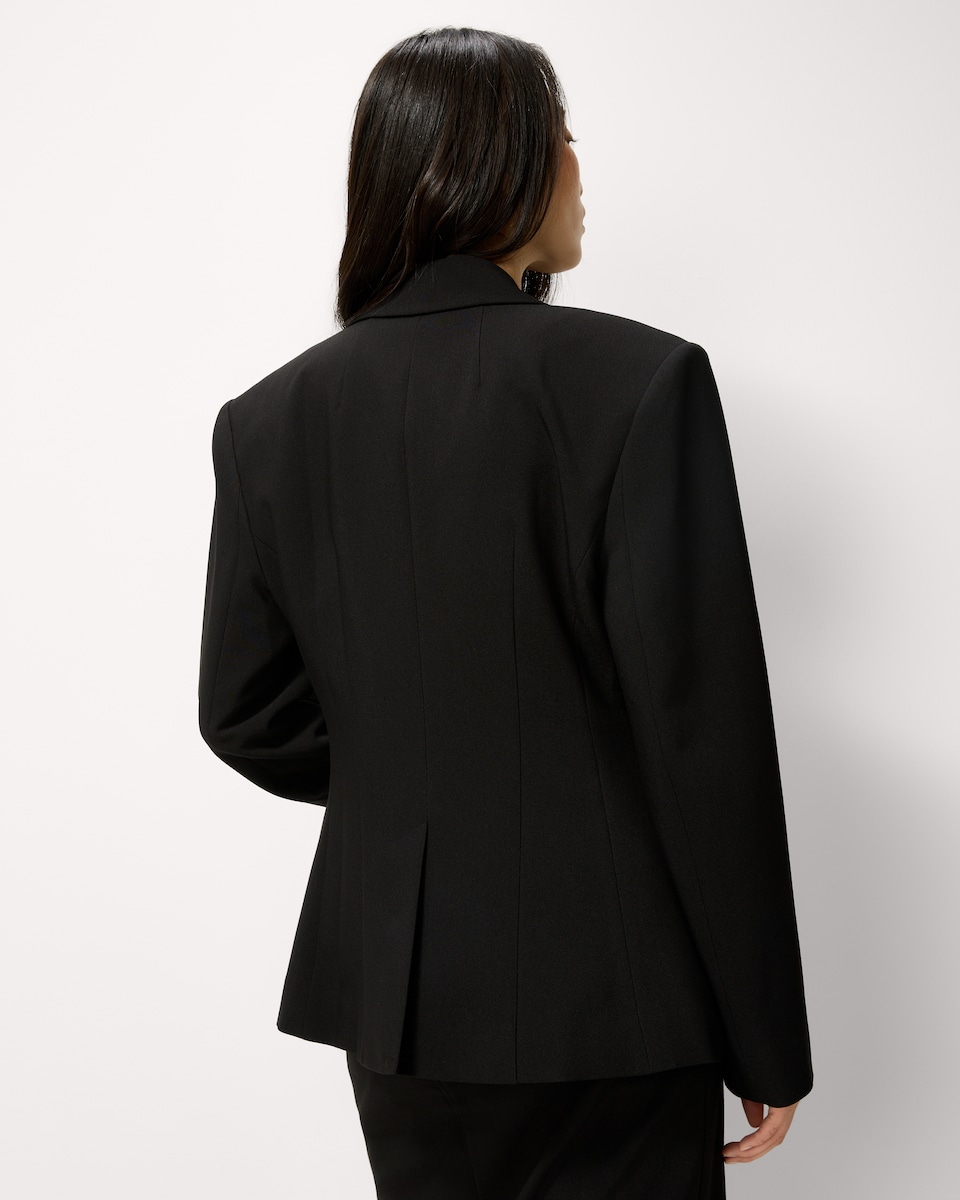 image 1 of F&F Double Breasted Cinched Blazer in Black