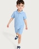 image 1 of F&F Boys 2-Piece Pure Cotton Textured Polo Shirt and Shorts Set in Blue