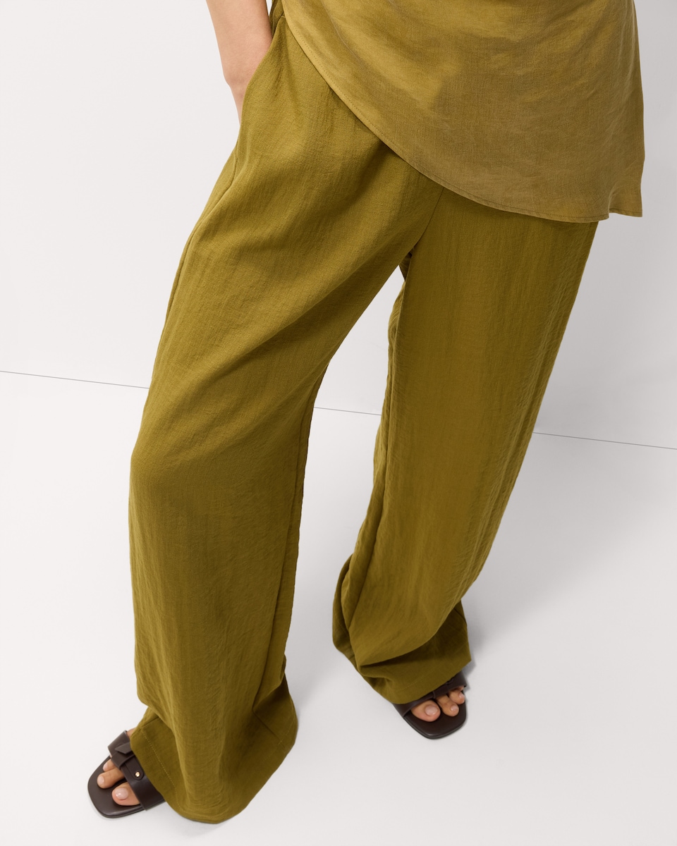 image 1 of F&F Textured Wide Leg Trousers in Khaki