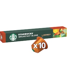 STARBUCKS Breakfast Blend by NESPRESSO Medium Roast Coffee Capsules, 10 Capsules per Pack, 56g