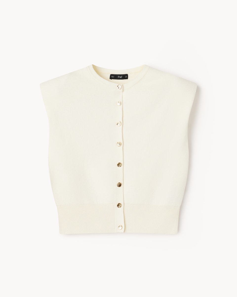 F&F Knitted Button Up Waistcoat in Cream
