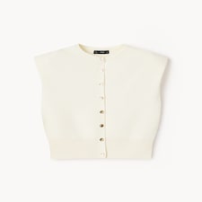 F&F Knitted Button Up Waistcoat in Cream