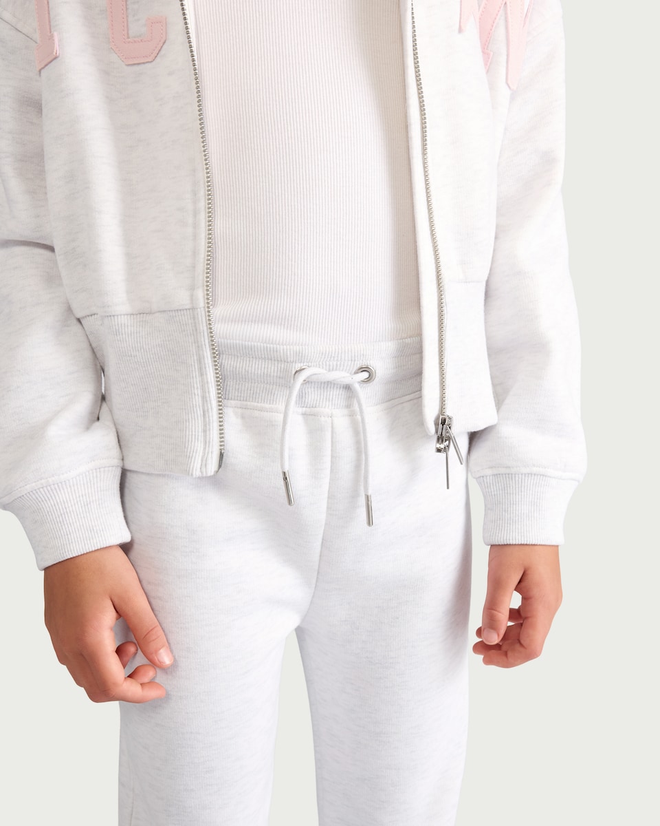 image 1 of F&F Girls Cotton Rich Flared Joggers in Grey