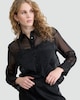 image 1 of F&F Organza Button Up Long Sleeved Shirt in Black