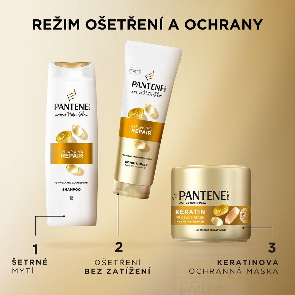 Obrázek 1 pro produkt Pantene Pro-V Intensive Repair Shampoo s antioxidanty pro poškozené vlasy, 1000 ML