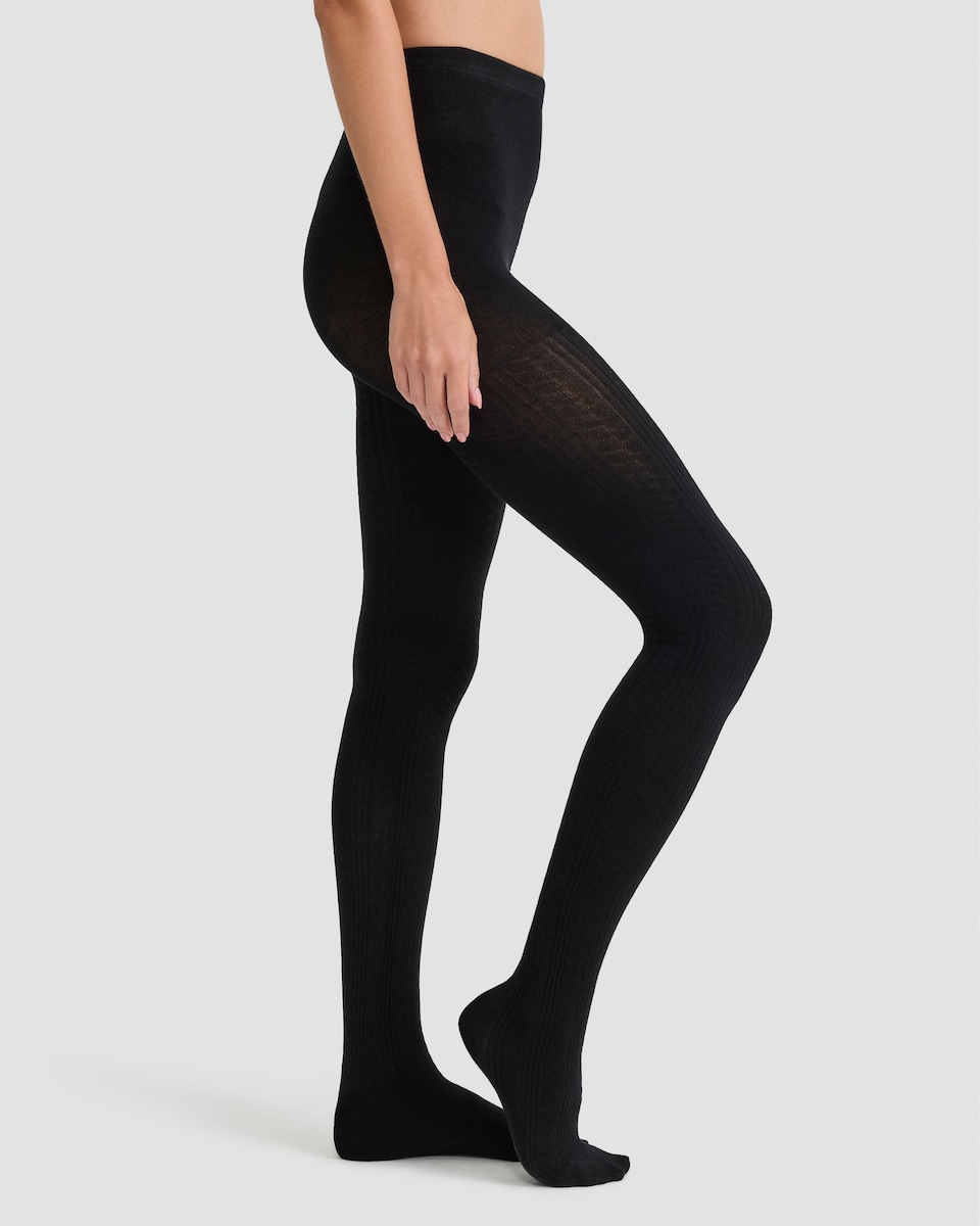 image 1 of F&F Cable Knit Tights in Multi