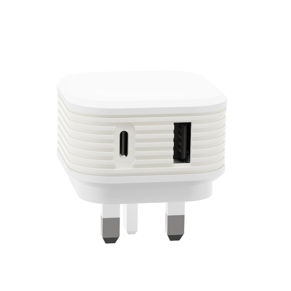 image 1 of Juice 30W Dual Port USB C and USB A Mains Home Phone Charger Plug White