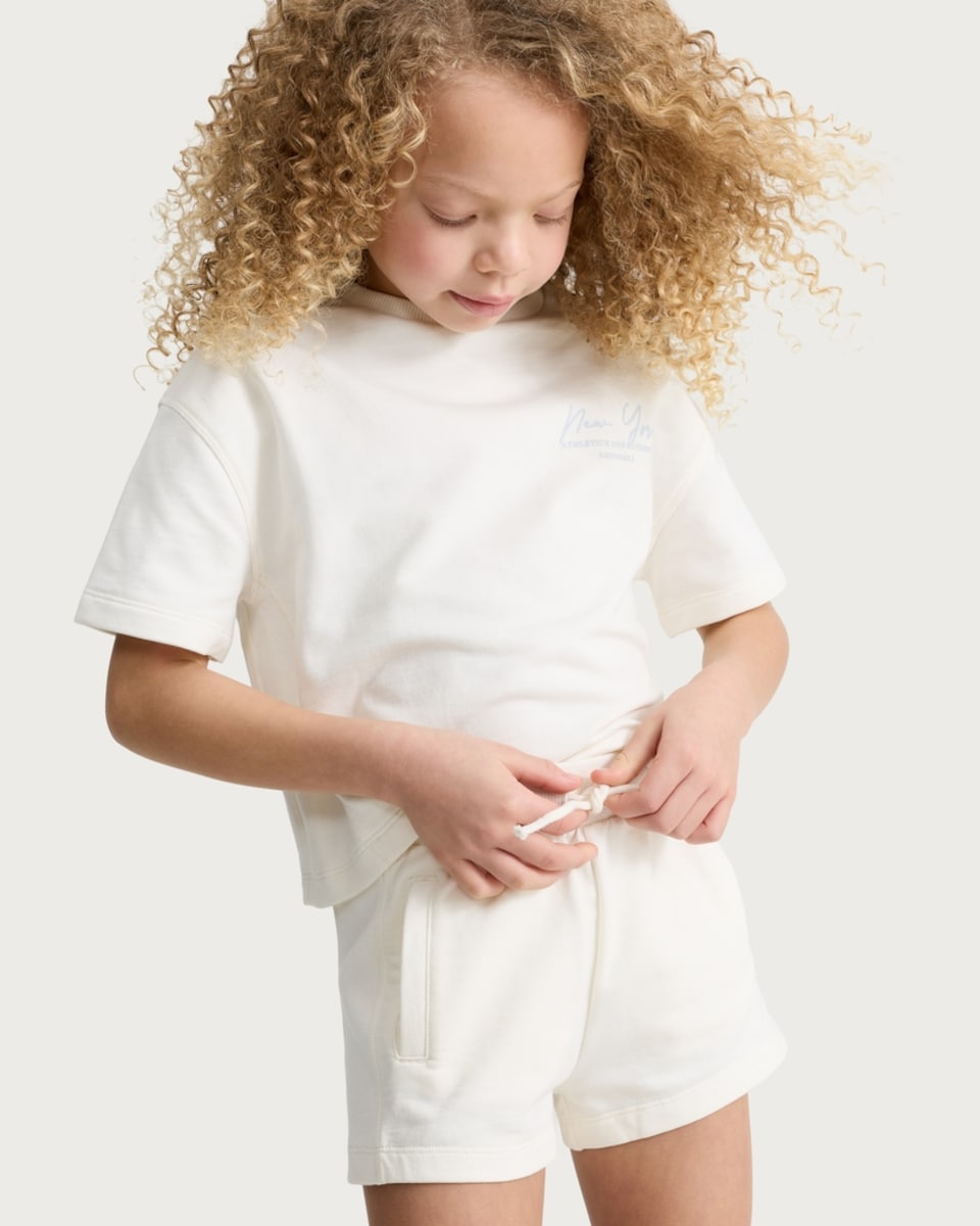 image 1 of F&F Girls 2-Piece Pure Cotton New York T-Shirt and Shorts Set in White