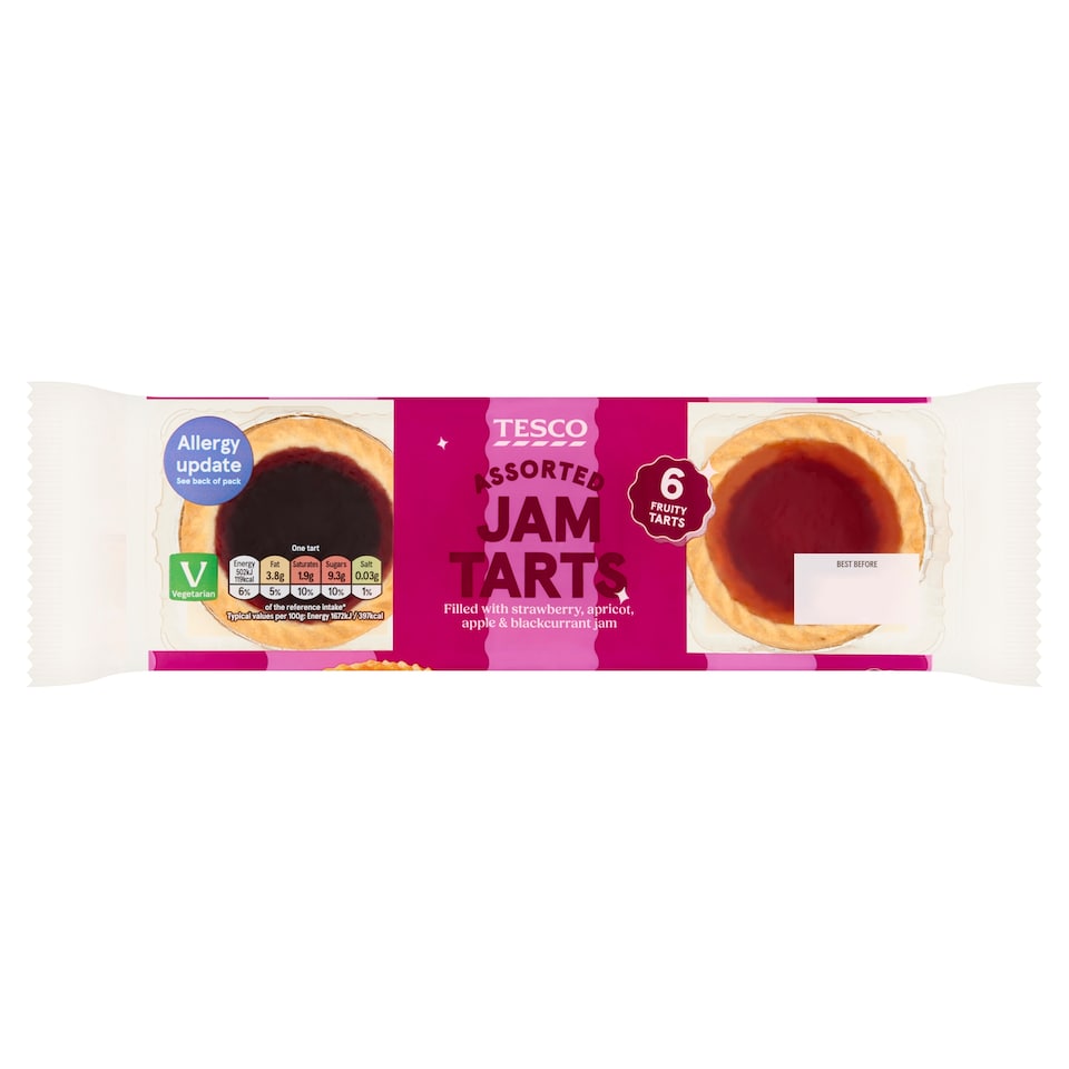 Tesco Assorted 6 Jam Fruity Tarts