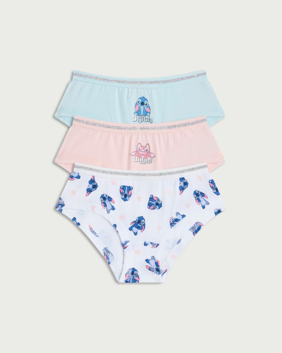 image 1 of Disney 3-Pack Stitch and Angel Cotton Rich Shorts in Multi