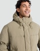image 1 of F&F Longline Hooded Shower Resistant Puffer Coat in Stone
